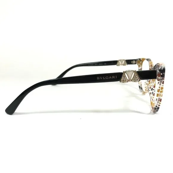 Bvlgari Eyeglasses Frames 4118-B 5377 Black Yellow Gray Striped 52-17-135 - Picture 3 of 11